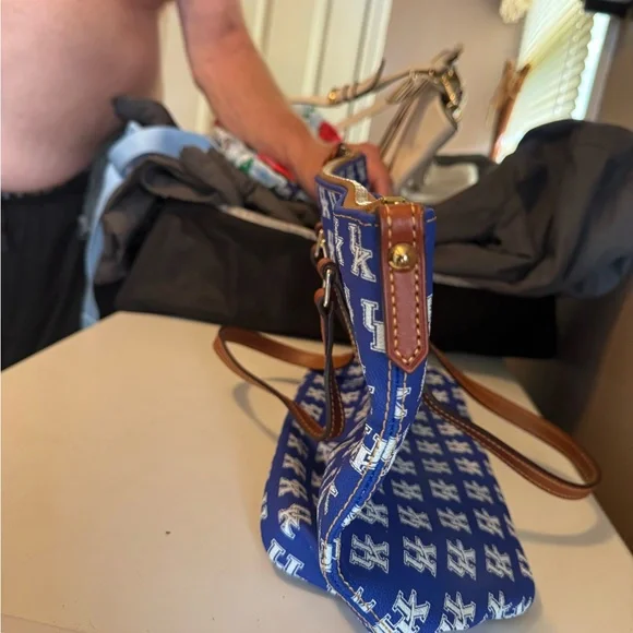 Dooney & Bourke Blue and Brown Tote Bag with Leather Accents - Picture 6 of 8